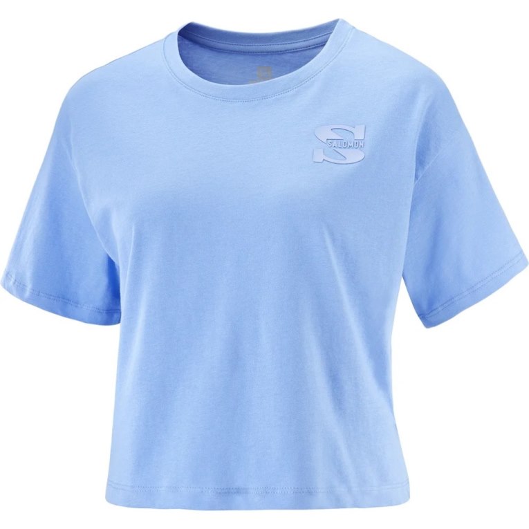 Light Blue Salomon Outlife Crop Logo Short Sleeve Women's T-Shirts | PH 65317Z